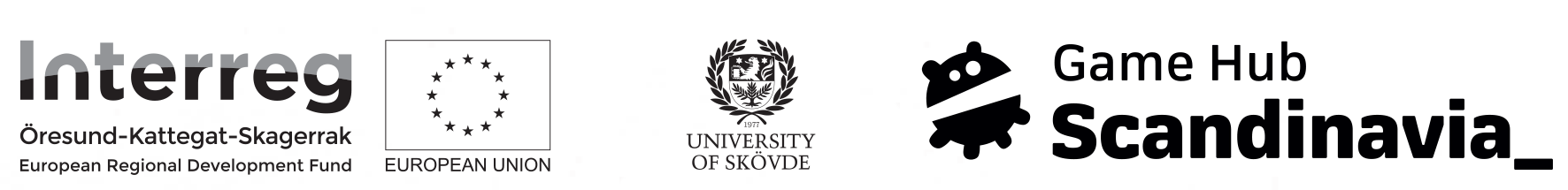 Interreg, University of Skövde, and Game Hub logos